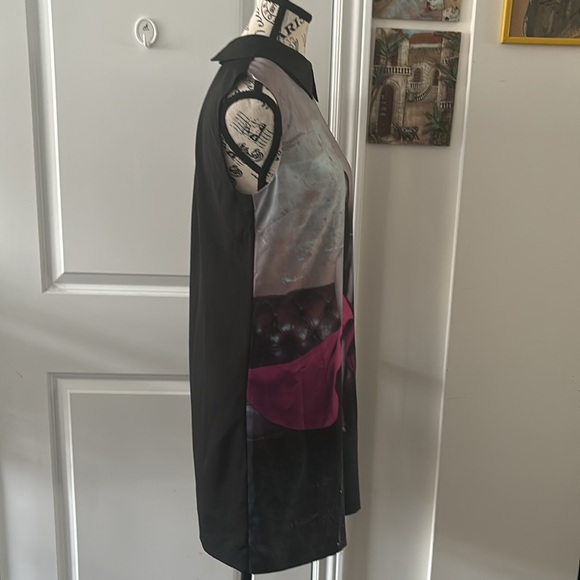 Ted Baker Hattyy Hat Printed Collared Shift Dress 2 Women’s Black - Picture 6 of 9